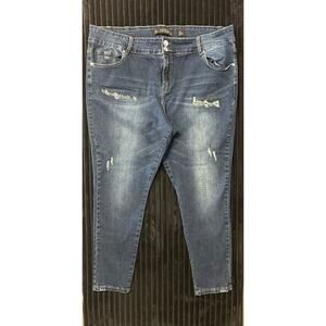 Chic Design Women’s High Rise Ankle Grazer Jeans – Size 22 Dark Wash Stretch